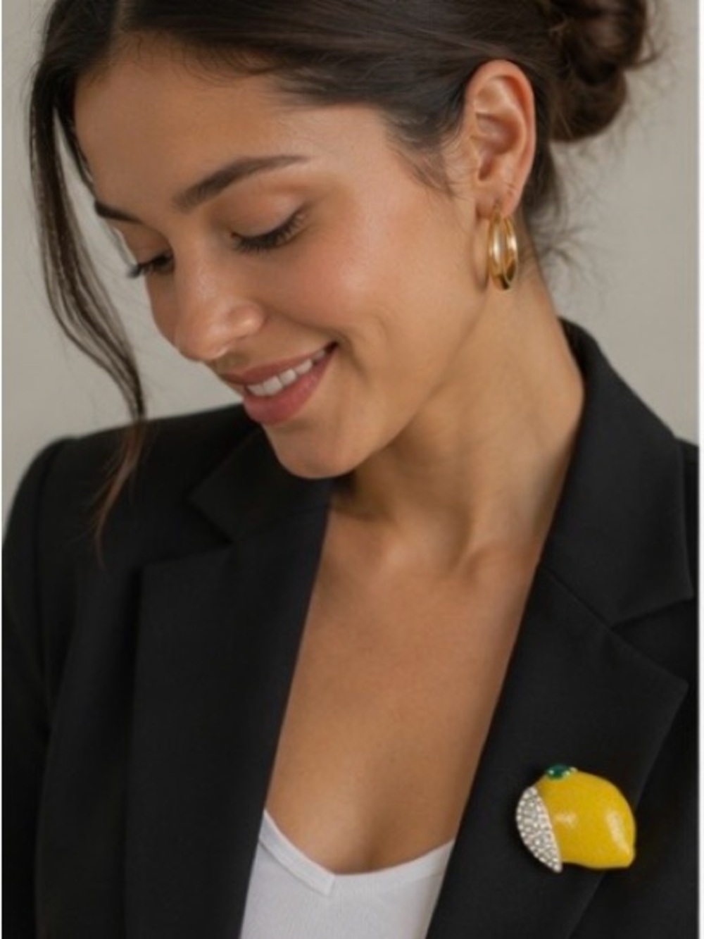 Brooch citrus fruits with crystal accents pick lemon, lime, or orange